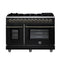 Massimo 48 Inch Freestanding Dual Fuel Range in with Antique Brass Accessories, 8 Burners, 6.58 cu. ft. Convection Oven