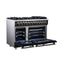 Massimo 48 Inch Freestanding Dual Fuel Range in with Antique Brass Accessories, 8 Burners, 6.58 cu. ft. Convection Oven