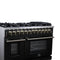 Massimo 48 Inch Freestanding Dual Fuel Range in with Antique Brass Accessories, 8 Burners, 6.58 cu. ft. Convection Oven