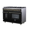Massimo 48 Inch Freestanding Dual Fuel Range in with Antique Brass Accessories, 8 Burners, 6.58 cu. ft. Convection Oven