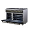 Massimo 48 Inch Freestanding Dual Fuel Range in with Antique Brass Accessories, 8 Burners, 6.58 cu. ft. Convection Oven