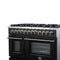 Massimo 48 Inch Freestanding Dual Fuel Range in with Antique Brass Accessories, 8 Burners, 6.58 cu. ft. Convection Oven
