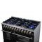 Massimo 48 Inch Freestanding Dual Fuel Range in with Antique Brass Accessories, 8 Burners, 6.58 cu. ft. Convection Oven