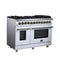 Massimo 48 Inch Freestanding Dual Fuel Range in with Antique Brass Accessories, 8 Burners, 6.58 cu. ft. Convection Oven