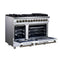 Massimo 48 Inch Freestanding Dual Fuel Range in with Antique Brass Accessories, 8 Burners, 6.58 cu. ft. Convection Oven