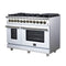 Massimo 48 Inch Freestanding Dual Fuel Range in with Antique Brass Accessories, 8 Burners, 6.58 cu. ft. Convection Oven