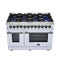 Massimo 48 Inch Freestanding Dual Fuel Range in with Antique Brass Accessories, 8 Burners, 6.58 cu. ft. Convection Oven