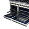 Massimo 48 Inch Freestanding Dual Fuel Range in with Antique Brass Accessories, 8 Burners, 6.58 cu. ft. Convection Oven