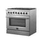 Galiano 36-Inch Freestanding Dual Fuel Range, 6 Burners, Double Convection Ovens