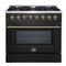 Galiano 36-inch Dual Fuel Range in & Antique Brass Design, 6 Sealed Burners 83,000 BTU, 5.36 cu.ft. True Convection Oven