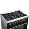 Galiano 36-inch Dual Fuel Range in & Antique Brass Design, 6 Sealed Burners 83,000 BTU, 5.36 cu.ft. True Convection Oven
