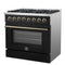 Galiano 36-inch Dual Fuel Range in & Antique Brass Design, 6 Sealed Burners 83,000 BTU, 5.36 cu.ft. True Convection Oven