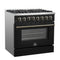 Galiano 36-inch Dual Fuel Range in & Antique Brass Design, 6 Sealed Burners 83,000 BTU, 5.36 cu.ft. True Convection Oven