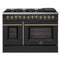 Galiano 48-inch Dual Fuel Range & Antique Brass Design with 8 Sealed Burners 107,000 BTU, 6.58 cu. ft. double ovens & Griddle