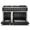 Galiano 48-inch Dual Fuel Range & Antique Brass Design with 8 Sealed Burners 107,000 BTU, 6.58 cu. ft. double ovens & Griddle
