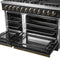 Galiano 48-inch Dual Fuel Range & Antique Brass Design with 8 Sealed Burners 107,000 BTU, 6.58 cu. ft. double ovens & Griddle