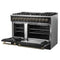Galiano 48-inch Dual Fuel Range & Antique Brass Design with 8 Sealed Burners 107,000 BTU, 6.58 cu. ft. double ovens & Griddle