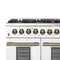 Galiano 48-inch Dual Fuel Range & Antique Brass Design with 8 Sealed Burners 107,000 BTU, 6.58 cu. ft. double ovens & Griddle