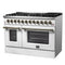 Galiano 48-inch Dual Fuel Range & Antique Brass Design with 8 Sealed Burners 107,000 BTU, 6.58 cu. ft. double ovens & Griddle