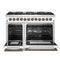 Galiano 48-inch Dual Fuel Range & Antique Brass Design with 8 Sealed Burners 107,000 BTU, 6.58 cu. ft. double ovens & Griddle