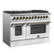 Galiano 48-inch Dual Fuel Range & Antique Brass Design with 8 Sealed Burners 107,000 BTU, 6.58 cu. ft. double ovens & Griddle