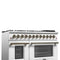 Galiano 48-inch Dual Fuel Range & Antique Brass Design with 8 Sealed Burners 107,000 BTU, 6.58 cu. ft. double ovens & Griddle