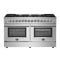 Galiano 60-Inch Freestanding Dual Fuel Range, 10 Burners, Double Convection Ovens
