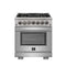 Capriasca 30-Inch Freestanding Dual Fuel Range, 4 Burners, True Convection Oven