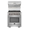 Capriasca 30-Inch Freestanding Dual Fuel Range, 4 Burners, True Convection Oven