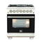 Capriasca 30-Inch Freestanding Dual Fuel Range, 4 Burners, True Convection Oven, Door