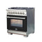 Capriasca 30-Inch Freestanding Dual Fuel Range, 4 Burners, True Convection Oven, Door