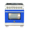 Capriasca 30-Inch Freestanding Dual Fuel Range, 4 Burners, True Convection Oven, Door