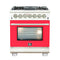 Capriasca 30-Inch Freestanding Dual Fuel Range, 4 Burners, True Convection Oven, Door