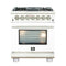 Capriasca 30-Inch Freestanding Dual Fuel Range, 4 Burners, True Convection Oven, Door