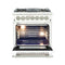 Capriasca 30-Inch Freestanding Dual Fuel Range, 4 Burners, True Convection Oven, Door