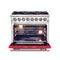 Capriasca 36-Inch Freestanding Dual Fuel Range, 6 Burners, True Convection Oven, Door