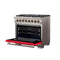 Capriasca 36-Inch Freestanding Dual Fuel Range, 6 Burners, True Convection Oven, Door