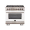 Capriasca 36-Inch Freestanding Dual Fuel Range, 6 Burners, True Convection Oven, Door