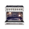 Capriasca 36-Inch Freestanding Dual Fuel Range, 6 Burners, True Convection Oven, Door