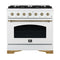 Antico 36-Inch Freestanding Gas Range, , Antique Brass Design, 6 Burners, Convection Oven, Energy Efficient