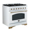 Antico 36-Inch Freestanding Gas Range, , Antique Brass Design, 6 Burners, Convection Oven, Energy Efficient