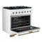 Antico 36-Inch Freestanding Gas Range, , Antique Brass Design, 6 Burners, Convection Oven, Energy Efficient
