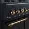Antico 48-Inch Freestanding Gas Range, Black, Antique Brass Design, 8 Burners, Griddle, Double Ovens, Energy Efficient
