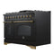 Antico 48-Inch Freestanding Gas Range, Black, Antique Brass Design, 8 Burners, Griddle, Double Ovens, Energy Efficient