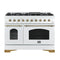 Antico 48-Inch Freestanding Gas Range, , Antique Brass Design, 8 Burners, Griddle, Double Ovens, Energy Efficient