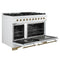 Antico 48-Inch Freestanding Gas Range, , Antique Brass Design, 8 Burners, Griddle, Double Ovens, Energy Efficient