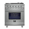 Massimo 30-Inch Freestanding Gas Range, 5 Burners, True Convection Oven