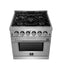 Massimo 30-Inch Freestanding Gas Range, 5 Burners, True Convection Oven