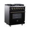 Massimo 30-Inch Freestanding Gas Range, 5 Burners, True Convection Oven