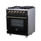 Massimo 30-Inch Freestanding Gas Range, 5 Burners, True Convection Oven